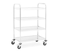 Royal Catering Chariot de Service Desserte Cuisine à roulettes 4 Plateaux RCSW 4 (85x52,5x124cm, capacité de Charge 200 kg, épaisseur des étagères 3cm, écart Entre Les Niveaux 27 cm)