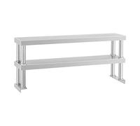 Royal Catering Étagère d'Appoint Rangement Cuisine RCER 120 (2 Niveaux, 120x26x60cm, capacité de Charge Max. 15 kg par Tablette, INOX)