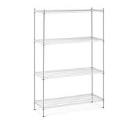 Royal Catering Étagère Métallique Etagère Modulable De Rangement Charge Lourde en Métal Entrepôt RCMR-1800P46 (120 x 45 x 180 cm, 1 000 kg, 4 Tablettes, Fini Chromé, Montants ø 25 mm)
