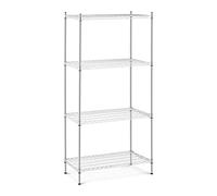 Royal Catering Étagère Métallique Etagère Modulable De Rangement Charge Lourde en Métal Entrepôt RCMR-1800P47 (90 x 45 x 180 cm, 1 000 kg, 4 Tablettes, Fini Chromé, Montants ø 25 mm)