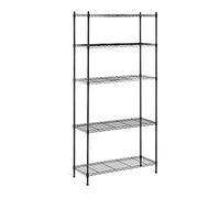 Royal Catering Étagère Métallique Modulable RCMR-1800P19B (35x90x180 cm, 5 Tablettes, Max 150 Kg, Résine D'Époxy, Noir)