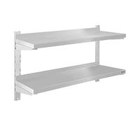 Royal Catering RCWR-80.2 Étagère Murale Rangement Cuisine 2 plateaux (80 cm de long, éléments pour montage mural, design moderne, inox)