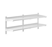 Royal Catering Étagère Murale Cuisine Tablette Flottante Inox 160 cm RCWR-1600.4 (160 x 40 cm, Pose murale, Épaisseur 3,5 cm, Capacité 40 kg)