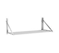 Royal Catering Étagère Murale Pliable Rabattable Pliante À Barres Barreaux RC-TFWH10045 (100 x 45 cm, Capacité De Charge 40 kg, Modèle À Barres De Suspension, Montage Mural, Acier Inoxydable)