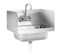 Royal Catering Evier en Inox avec Armature Cuisine Professionnelle RCHS-2 (38x43,5x32cm, raccordement 1/2“ conduites d'eau, rebord 31 cm, profondeur de l'évier 13 cm)