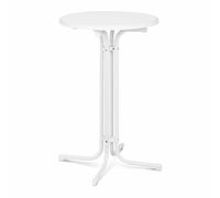 Royal Catering Mange-Debout Mange Debout Table Haute Bistrot Bistro Bar Ronde RC-BIS70FW (ø 70 cm, Hauteur de 110 cm, Pliante, Pieds Réglables, Acier Et Contreplaqué Revêtu De Plastique, Blanc)