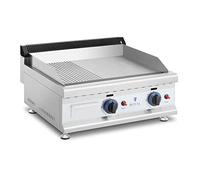 Royal Catering Plancha À Gaz En Inox Grill Professionnel 60 cm 2 Zones De Cuisson RC-GGHR600 (Plaque 60 x 40 cm, 20 mbar, Gaz naturel, 50-300 °C, Lisse/Rainurée, Évacue La Graisse)