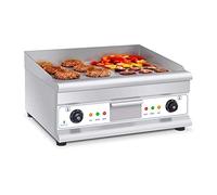 Royal Catering Plancha Grill Électrique Infrarouge Double RCG 60H2 (Dimensions Plaque 60 x 41 cm, 2 x 3 200 W, Surface de Cuisson Lisse, 2 Zones de Chauffe Indépendantes, Pare-Projections)