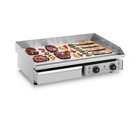 Royal Catering Plancha Grill Électrique Infrarouge Infrarouges RCEG-75 (Plaque lisse de 72,5 x 35 cm, 2 x 2 200 W, 2 Zones de Chauffe, Pare-projection, Gouttière Intégrée)