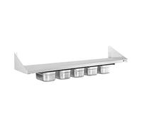 Royal Catering Range-épices Boîte à Condiments RCWR-5 GN1/4 (inox, 120x30cm, incl. 5 x récipients GN 1/4, matériel de fixation inclus)
