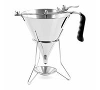Royal Catering RC-OF04 Entonnoir à piston Entonnoir de cuisine Entonnoir à piston professionnel 1,8 l Acier inoxydable Douilles 4,5,6 mm Support avec coupelle antigoutte