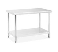 Royal Catering RCAT-120/70-NW Table de Travail INOX (120 x 70 cm, Capacité de Charge 250kg, Pieds réglables, Acier Inoxydable)