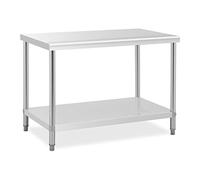 Royal Catering RCAT-120/70 Table de Travail en Acier Inoxydable (120 x 70 cm, 1 Plateau de Travail et 1 étagère, jusqu'à 400 kg, Pieds réglables en Hauteur, Acier Inoxydable)