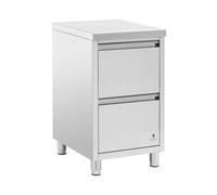 Royal Catering RCCD-2S Armoire de Travail 50 x 60 cm en Acier Inoxydable avec 2 tiroirs et Pieds réglables en Hauteur