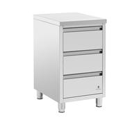 Royal Catering RCCD-3S Armoire de Travail 50 x 60 cm en Acier Inoxydable avec 3 tiroirs, Pieds réglables en Hauteur