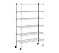 Royal Catering RCMR-1800P49 Étagère Métallique sur Pied 120 x 45 x 190 cm 90 kg 4 Roulettes Sans Vis