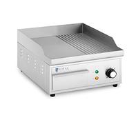 Royal Catering RCPG45-M Plancha Électrique Professionnelle Plaque De Cuisson 2 000 Watts Grill (2 000 W, 360 x 380 mm, Plaque Lisse Et Rainurée En Fer)
