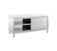 Royal Catering RCSSCB-180X70-E Meuble Bas en INOX Plan De Travail Cuisine Armoire avec Portes Coulissantes (Capacité de 600 kg, Acier Inoxydable, 1 Tablette)