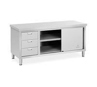 Royal Catering RCSSCB-180X70-S Meuble bas en inox Meuble bas Armoire en inox 180 x 70 x 85 cm Capacité de 600 kg 3 tiroirs