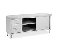 Royal Catering RCSSCB-200X60-S Meuble bas en inox Meuble bas Armoire en inox 200 x 60 x 85 cm Capacité de 600 kg 3 tiroirs
