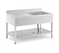 Royal Catering RCSSS-140X70-S Évier Professionnel Inox Plonge Professionnelle Sur Pied (Dimensions : 140 x 70 cm, Bac : 510x520x245 mm, Acier inoxydable)