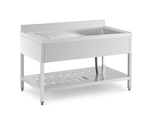 Royal Catering RCSSS-140X70-S Évier Professionnel Inox Plonge Professionnelle Sur Pied (Dimensions : 140 x 70 cm, Bac : 510x520x245 mm, Acier inoxydable)