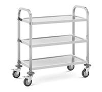 Royal Catering RCSW-111 Chariot de Service en INOX Chariot de Service Restaurant (Capacité de Charge : 81 kg, Espacement des Plateaux : 220 mm, Dimensions des Plateaux : 69 x 34 x 3 cm)