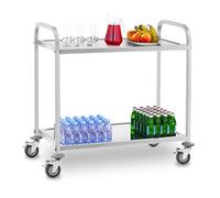 Royal Catering RCSW 3E Chariot de Service INOX Desserte Cuisine à roulettes (2 Étagères, Distance 59 cm, Charge Max. 200 kg, Acier Inoxydable)