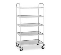 Royal Catering RCSW-5.1 Desserte Cuisine à Roulettes Chariot de Service Roulettes pivotantes (Capacité de charge par plateau: 30 kg, Espacement des plateaux: 27cm, Plateaux: 84 x 52 cm), Inox