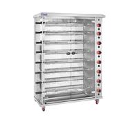 Royal Catering Rôtissoire poulet - à gaz - 8 broches - avec éclairage et roues - Rôtissoire professionnelle, Tournebroche barbecue, Sécurité thermocouple, inox, Compatible avec LPG ou gaz naturel