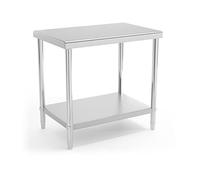 Royal Catering Table De Travail INOX Cuisine Plan De Travail Professionnel Meuble Barbecue BBQ Plancha Plein-Air (90 x 60 cm, 250 kg, 2 Niveaux, Plan Renforcé, Pieds Réglables en Hauteur)
