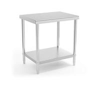 Royal Catering Table De Travail INOX Cuisine Plan De Travail Professionnel RCAT-80/60-NW (80 x 60 cm, 250 kg, 2 Niveaux, Plan Renforcé, Pieds Réglables en Hauteur)