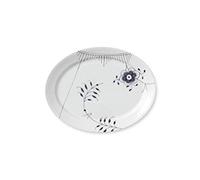 Royal Copenhagen Black Fluted Mega 1017039 Assiette ovale en porcelaine de couleur blanc/noir, longueur : 33,4 cm