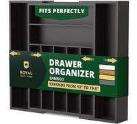 ROYAL CRAFT WOOD Organiseur de tiroir de cuisine de luxe en bambou - Organiseur d'argenterie - Porte-ustensiles et plateau à couverts avec séparateurs de tiroir rainurés pour couverts et ustensiles de