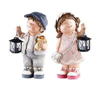 Royal Gardineer 2 Figurines décoratives Petit Willy et Petite Anne avec Lanterne