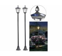 Royal Gardineer 2 lampadaires solaires à LED, capteur PIR et crépusculaire, 300 lm, 160 cm