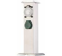 Royal Gardineer : Colonne multiprise extérieure double avec minuterie, IP44, en acier inoxydable G