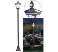 Royal Gardineer Lampadaire de jardin solaire à LED, capteur PIR et crépusculaire, 300 lm, 160 cm