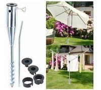 Royal Gardineer Pied de parasol universel en métal à visser - Adaptateurs inclus 25-58 mm