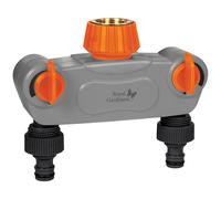 Royal Gardineer Répartiteur d'eau réglable à 2 voies avec raccord métallique