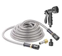 Royal Gardineer Tuyau d'arrosage extensible en acier avec pistolet 7 jets - 10 à 15 m