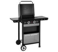 Royal Gourmet 2 Brûleurs Barbecue Gaz sur Chariot, Gril à Gaz de Puissance 5 KW avec Tables d’appoint Pliantes et Panier de Rangement, Adapté pour Jardin et Extérieur, Noir