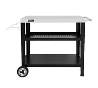 Royal Gourmet 3 Étagères Desserte pour Plancha, Chariot pour Barbecue avec Plan de Travail en Acier Inoxydable et Support de Sac à Ordures Détachable, Dessus de Table 85 x 50 cm