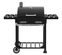 Royal Gourmet Barbecue au charbon de bois avec étagères latérales rabattables, fumoir sur pied avec décekl, thermomètre, barbecue à charbon noir