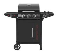 Barbecue Gaz à 3 + 1 Brûleurs Royal Gourmet - Gril à Gaz sur Chariot de Puissance 11,5 kW avec Tablette et Thermomètre, 2 Roues et 1 Porte, Adapté pour Jardin et Extérieure - Noir