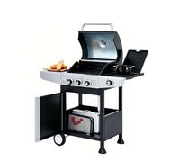 Royal Gourmet Barbecue Gaz à 3 Brûleurs avec Brûleur Latéral, Gril à Gaz sur Chariot de Puissance 11,5 KW avec 2 Grille en Fonte et 2 Tables d’Appoint, Adapté pour Jardin et Extérieure, Argent