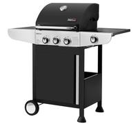 Royal Gourmet Barbecue Gaz à 3 Brûleurs avec Brûleur Latéral, Gril à Gaz sur Chariot de Puissance 11,5 KW avec 2 Grille en Fonte et 2 Tables d¿Appoint, Adapté pour Jardin et Extérieure, Argenté