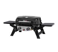 Royal Gourmet Gril à gaz portable à 2 brûleurs, gril de table 5 kW avec tables latérales rabattables, BBQ gril portable pour balcon, terrasse, jardin noir