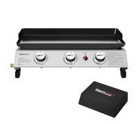 Royal Gourmet Plancha Gaz en Acier Émaillé, 3 Brûleurs Puissance 7.5kW, Surface Cuisson 62,0 x 35,5 cm, Portable pour Le Camping et l' Extérieur, Noir