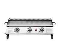 Royal Gourmet Plancha gaz inox 3 brûleurs 7,5 kW 61,5×32 cm avec grille de réchauffage Argent